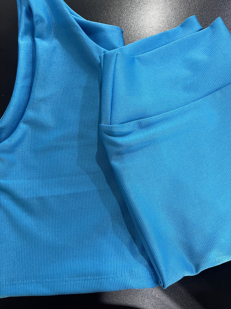Conjunto Carol – Top + Ipanema (Azul piscina)
